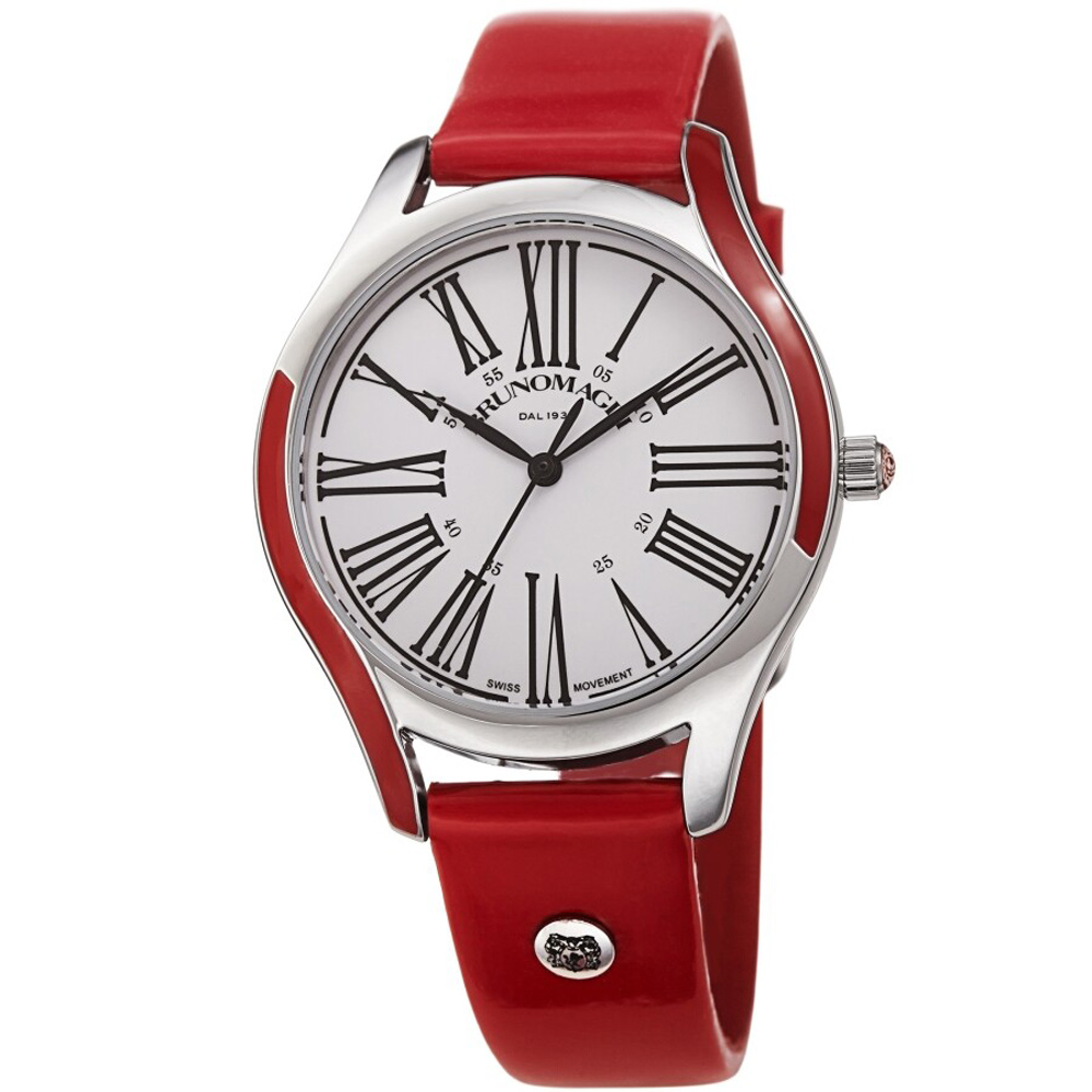 Bruno Magli Alessia 1381 Quartz White Dial Ladies Watch 36mm Red Band 29.191381.SR